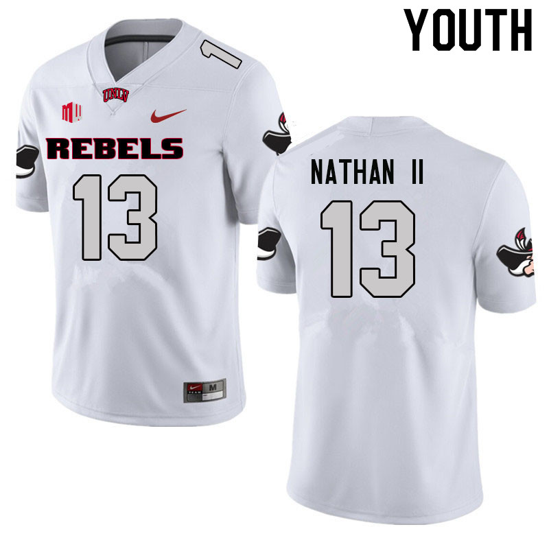 Youth #13 Deamikkio Nathan II UNLV Rebels College Football Jerseys Sale-White